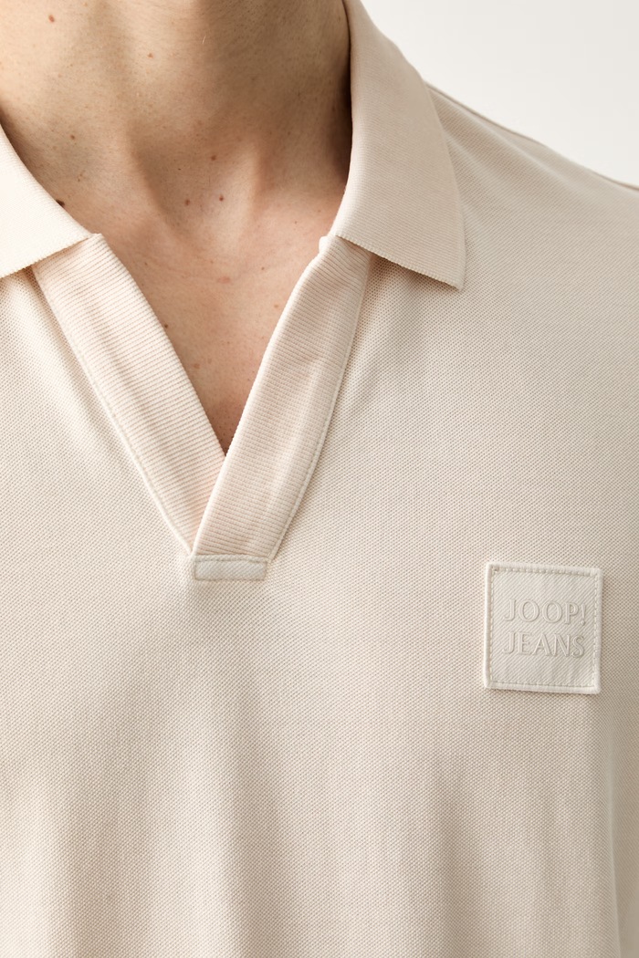 Joop! polo męskie bawełniane z elastanem 30103297 beżowy