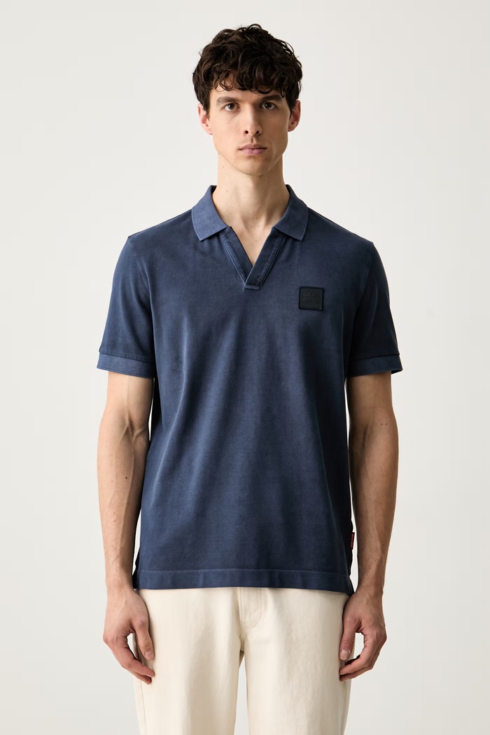Joop! polo męskie bawełniane z elastanem granatowy 30103297