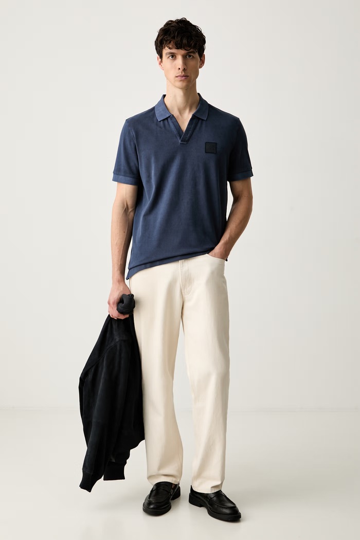Joop! polo męskie bawełniane z elastanem 30103297 granatowy AW26