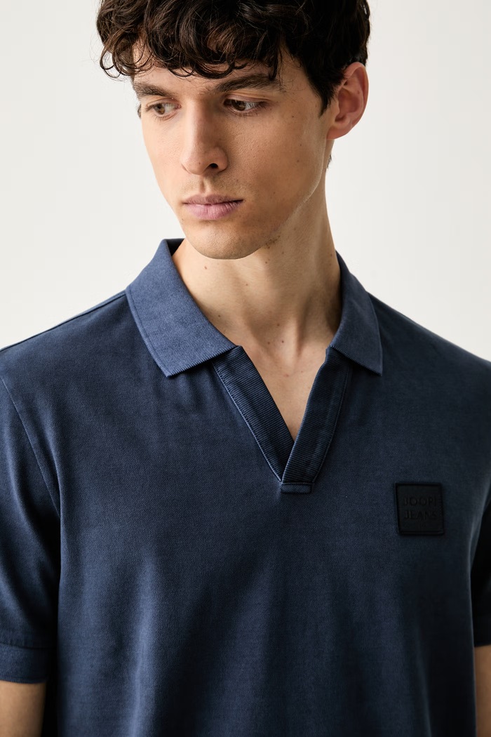 Joop! polo męskie bawełniane z elastanem granatowy 30103297