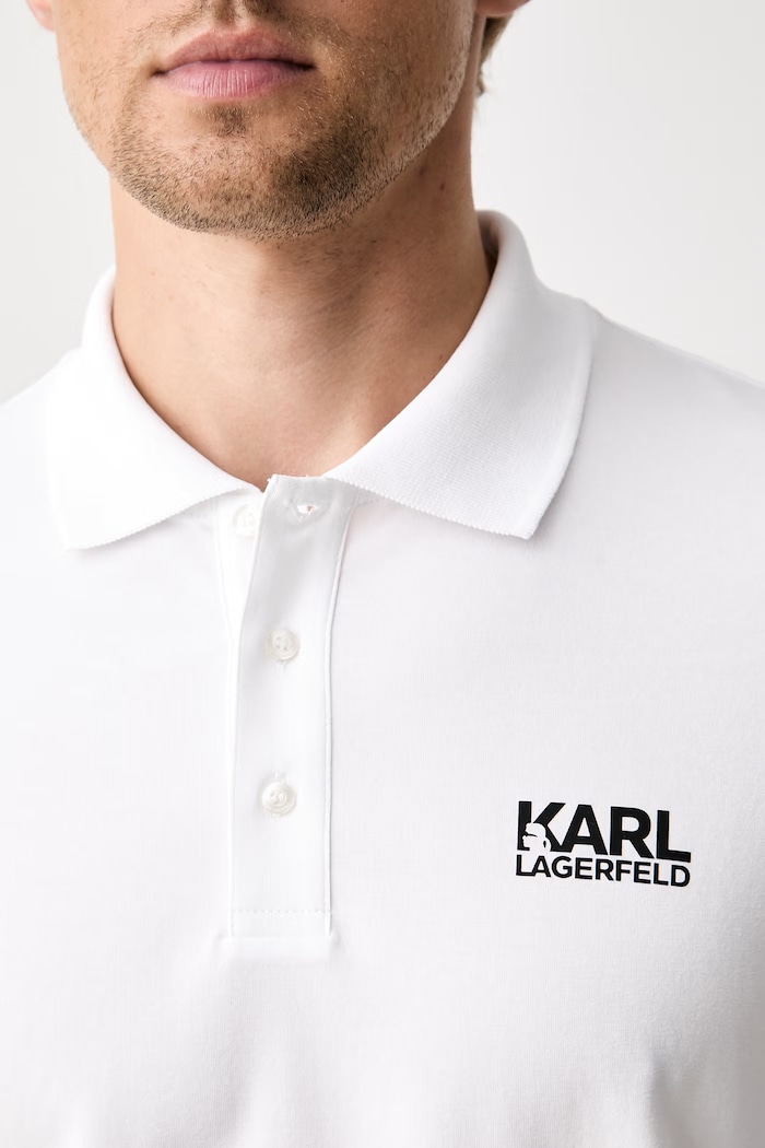 Karl Lagerfeld πόλο ανδρικό βαμβακερό με ελαστάν 500235.745780 λευκό
