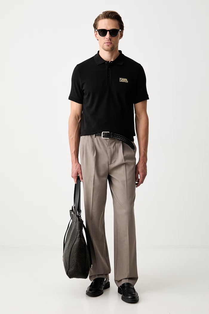 Karl Lagerfeld polo da uomo in cotone con elastan 500235.745780 nero AW26