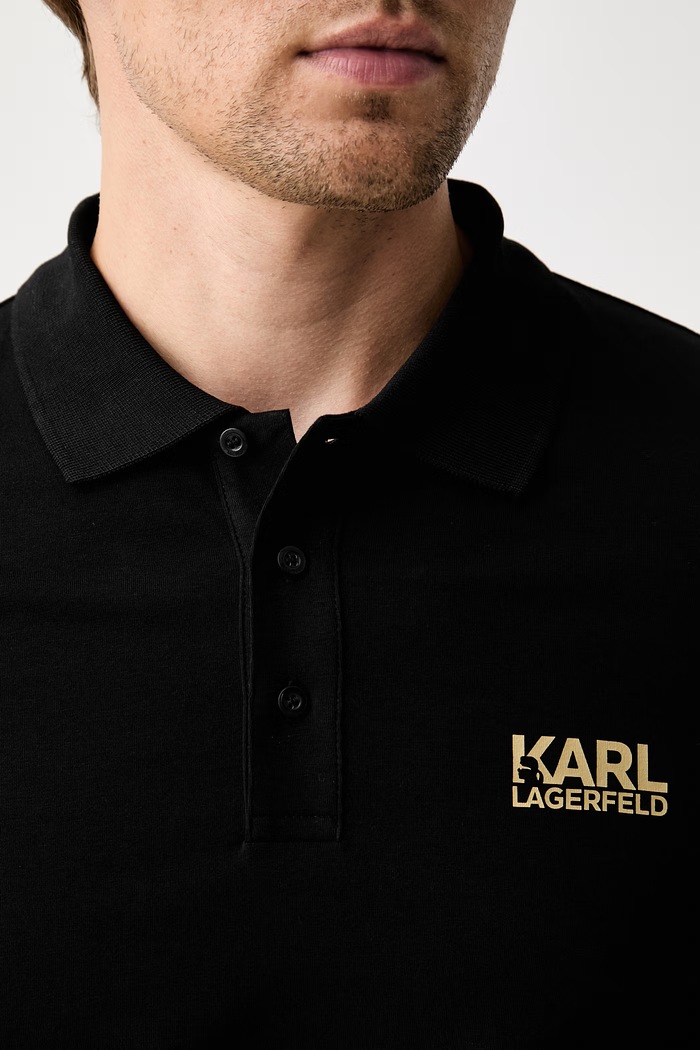 Karl Lagerfeld polo da uomo in cotone con elastan 500235.745780 nero