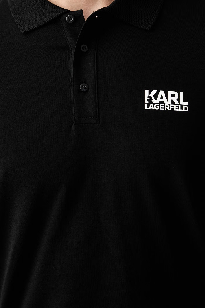 Karl Lagerfeld polo pánské bavlněné s elastanem 500235.745780 černá