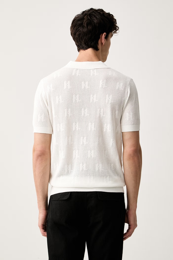 Odzież Karl Lagerfeld polo męskie ażurowe 563302.655010 beżowy