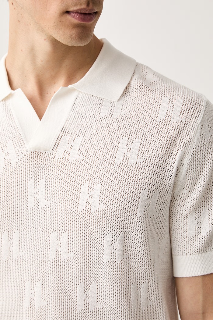 Karl Lagerfeld polo męskie ażurowe 563302.655010 beżowy