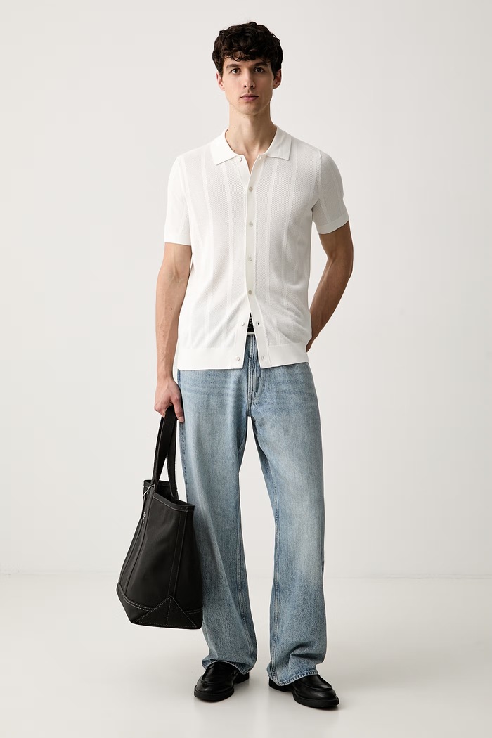 Karl Lagerfeld polo męskie z wiskozą 563302.655013 beżowy AW26