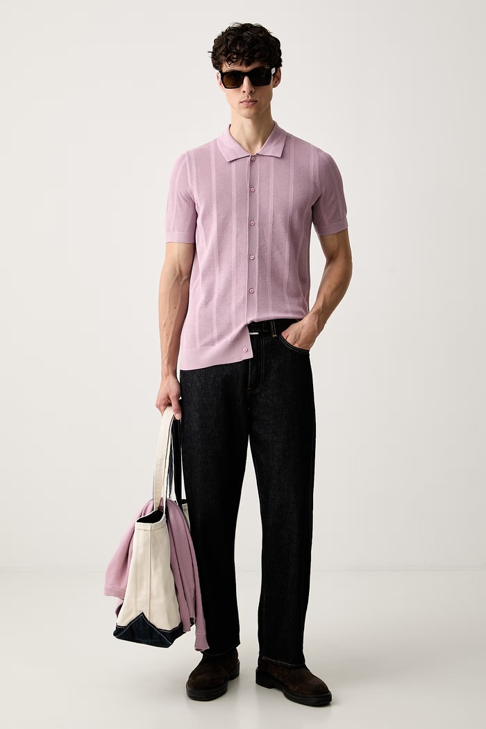 Karl Lagerfeld тениска с яка мъжка с вискоза 563302.655013 розов AW26