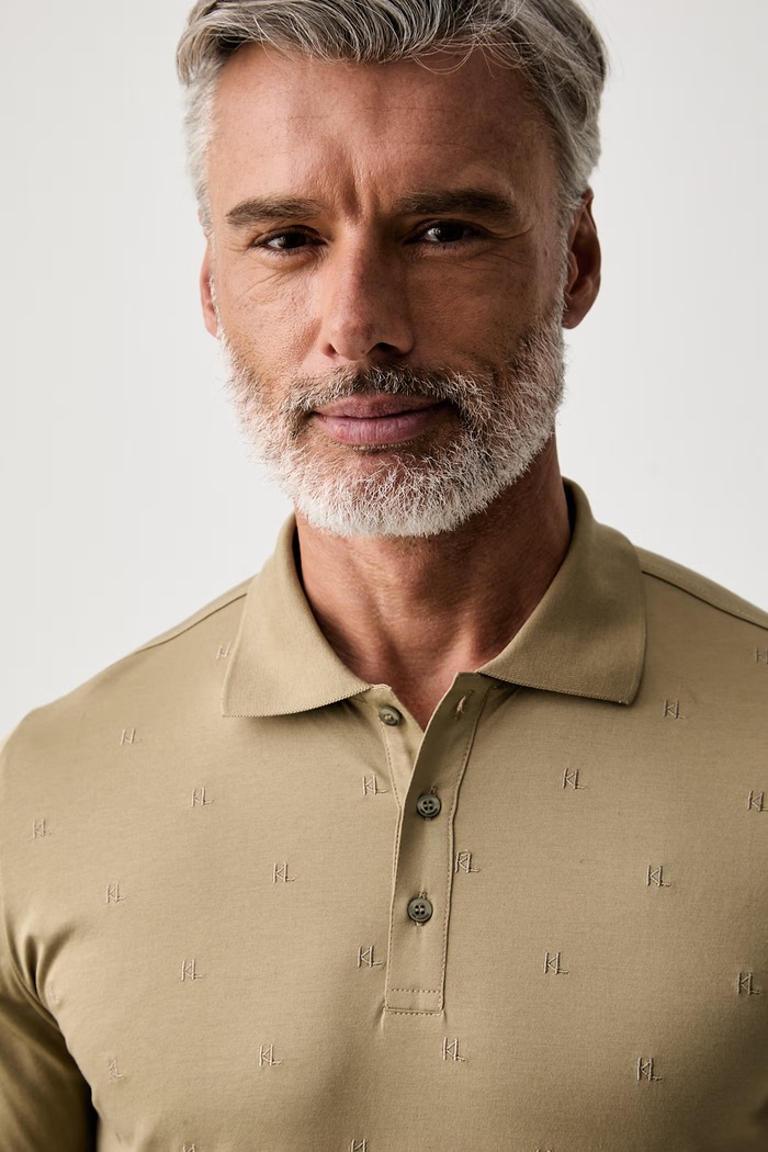 Karl Lagerfeld polo męskie bawełniane beżowy 563200.745002