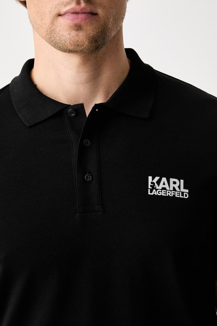Karl Lagerfeld πόλο ανδρικό βαμβακερό με ελαστάν 563235.745780 μαύρο