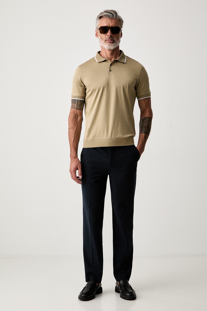 Karl Lagerfeld polo pánské bavlněné 563200.745080 béžová AW26