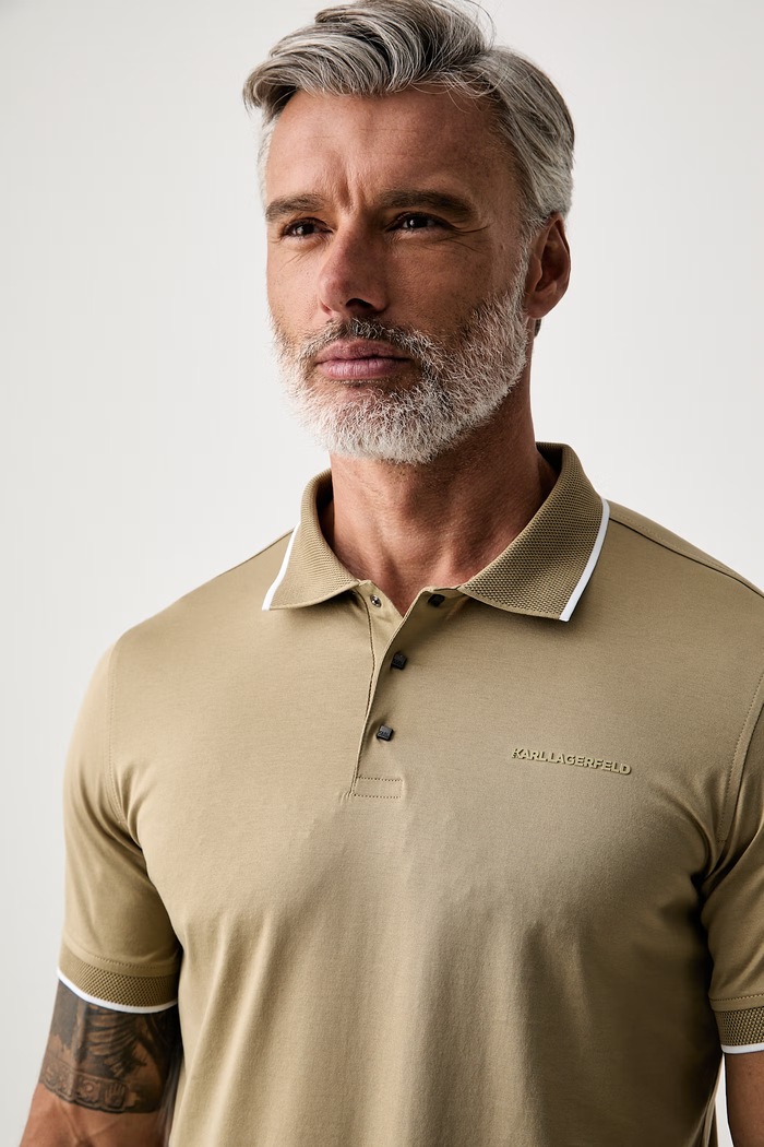 Karl Lagerfeld polo tričko pánske bavlnené béžová 563200.745080