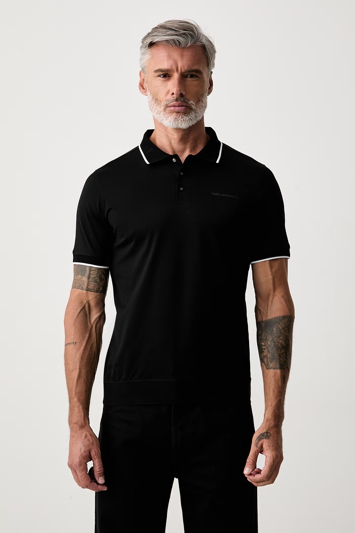 Karl Lagerfeld polo męskie bawełniane czarny 563200.745080