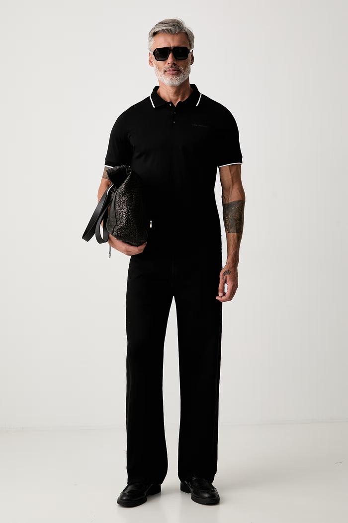 Karl Lagerfeld polo męskie bawełniane 563200.745080 czarny AW26