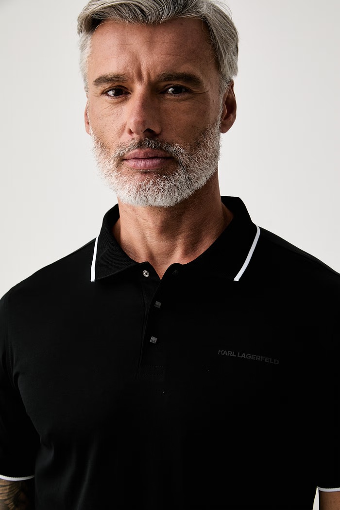 Karl Lagerfeld polo pánské bavlněné černá 563200.745080