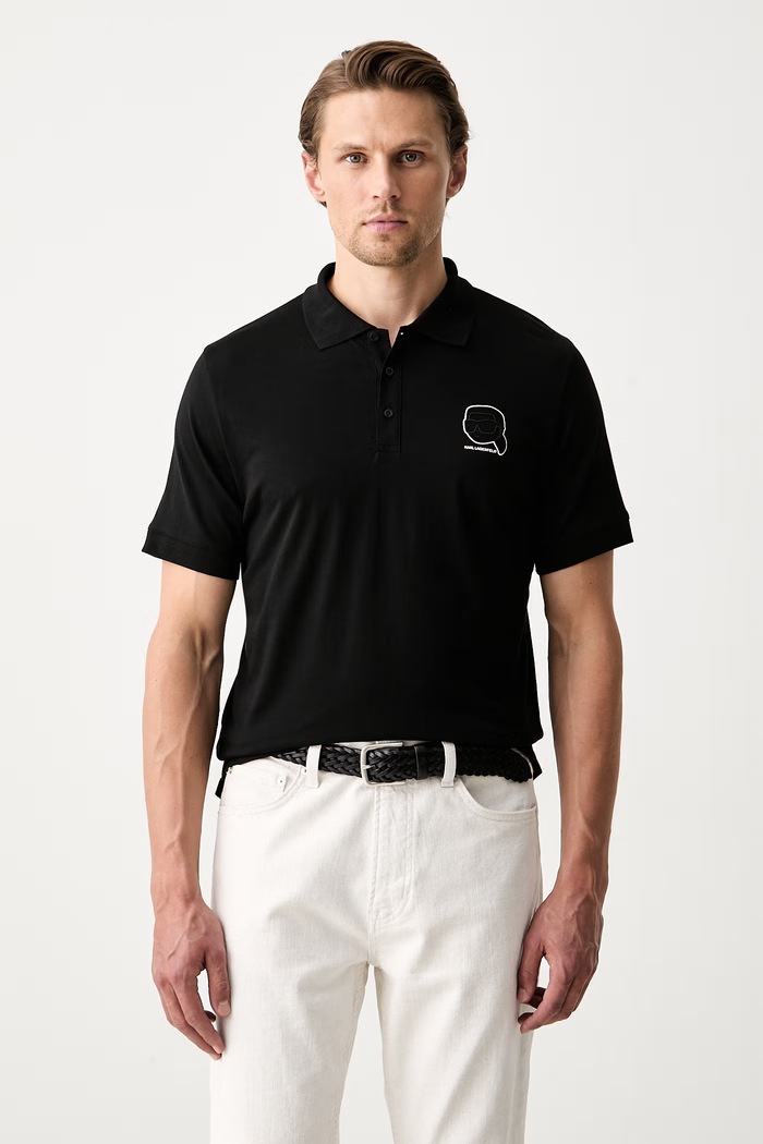 Karl Lagerfeld polo da uomo in cotone nero 563224.745025