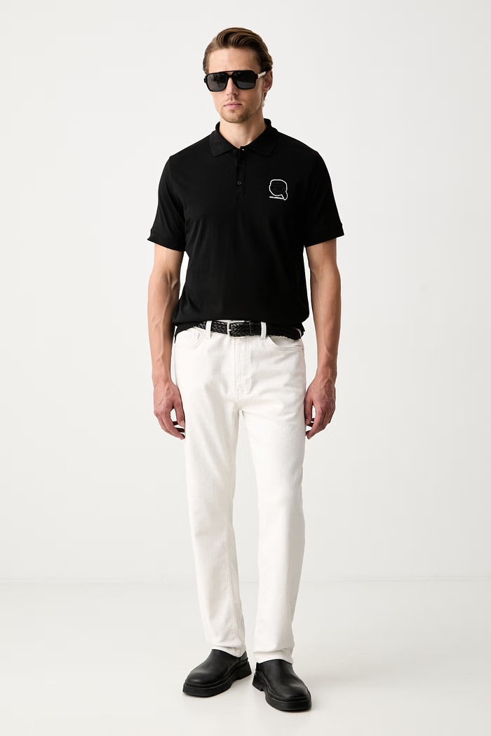 Karl Lagerfeld polo da uomo in cotone 563224.745025 nero AW26