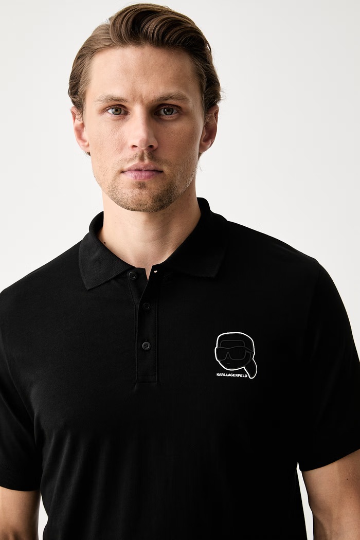 Karl Lagerfeld polo da uomo in cotone nero 563224.745025