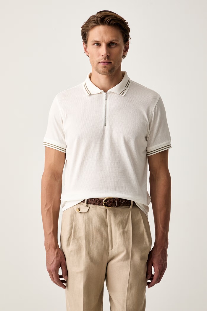 Karl Lagerfeld polo męskie bawełniane beżowy 563201.745005