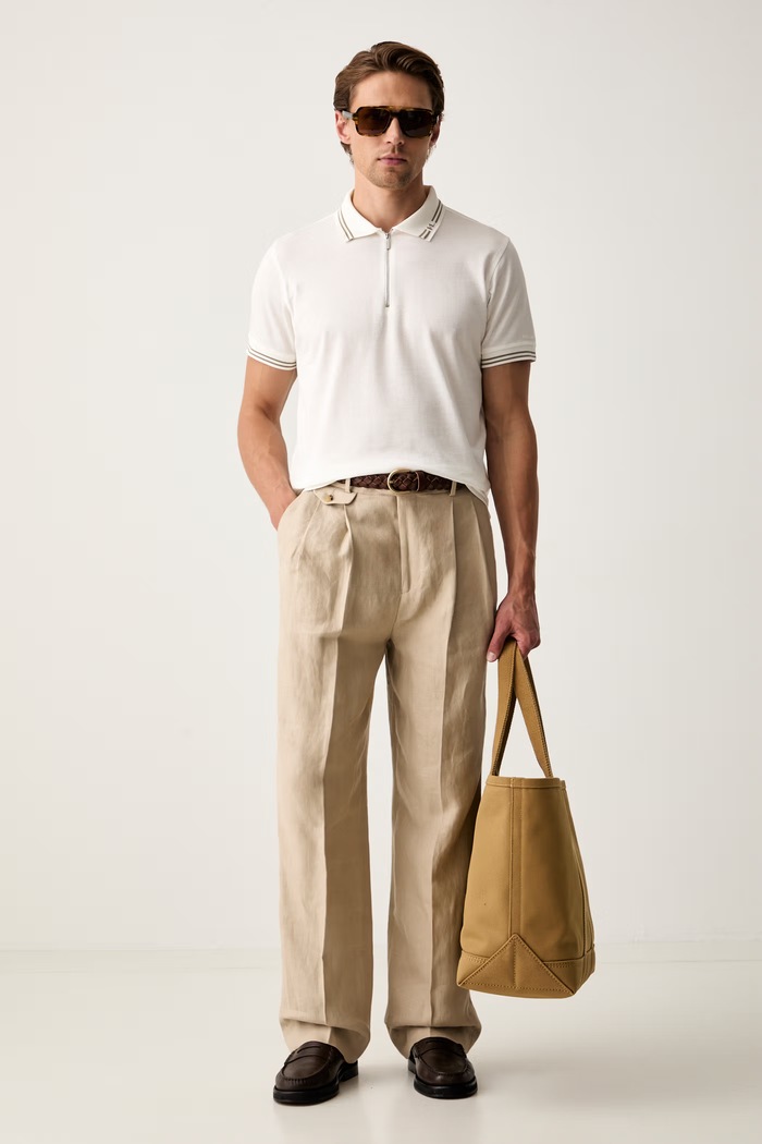 Karl Lagerfeld polo męskie bawełniane 563201.745005 beżowy AW26