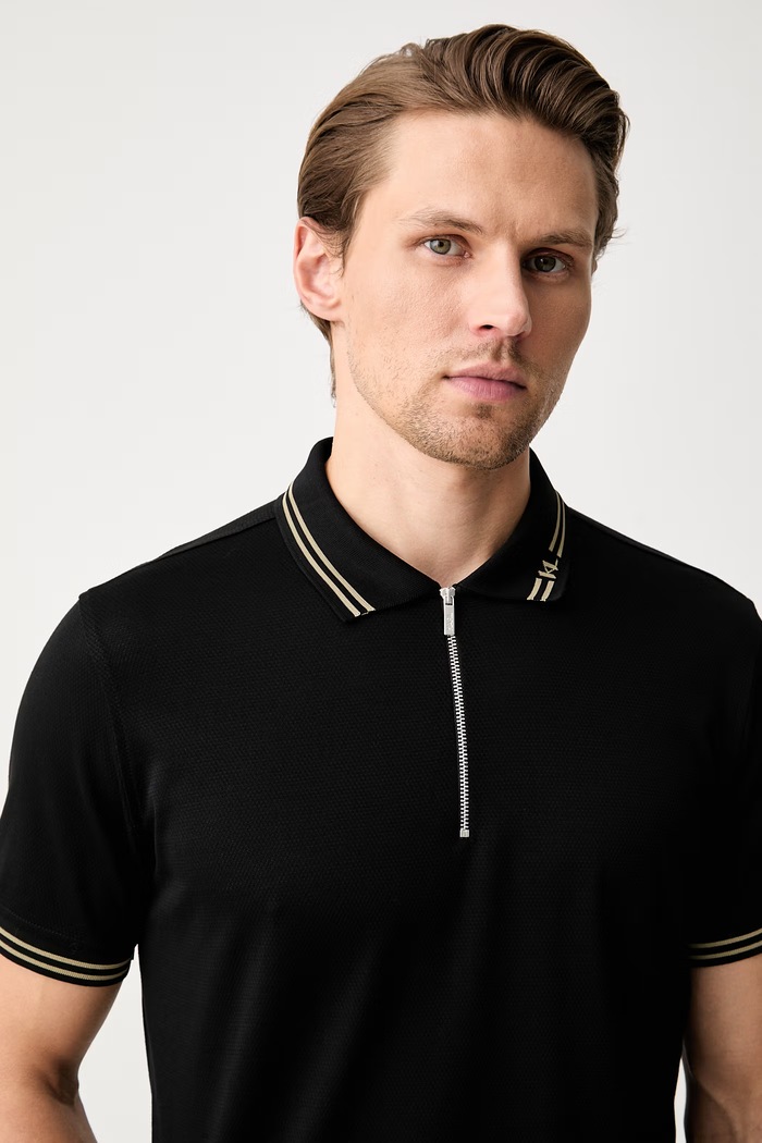 Karl Lagerfeld polo da uomo in cotone nero 563201.745005
