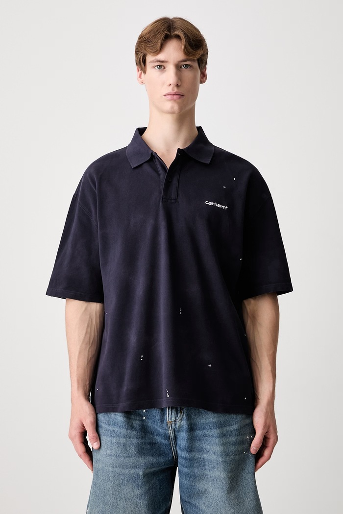 Carhartt WIP S/S Painter тениска с яка от памук мъжка тъмносин I036856