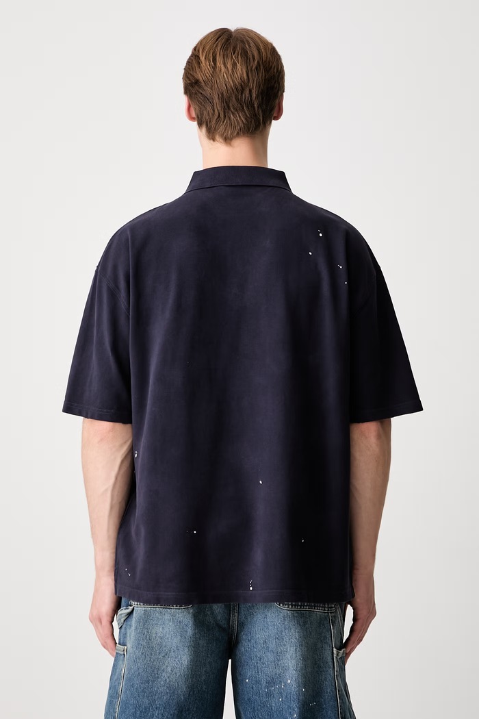 Дрехи Carhartt WIP S/S Painter тениска с яка от памук мъжка I036856 тъмносин