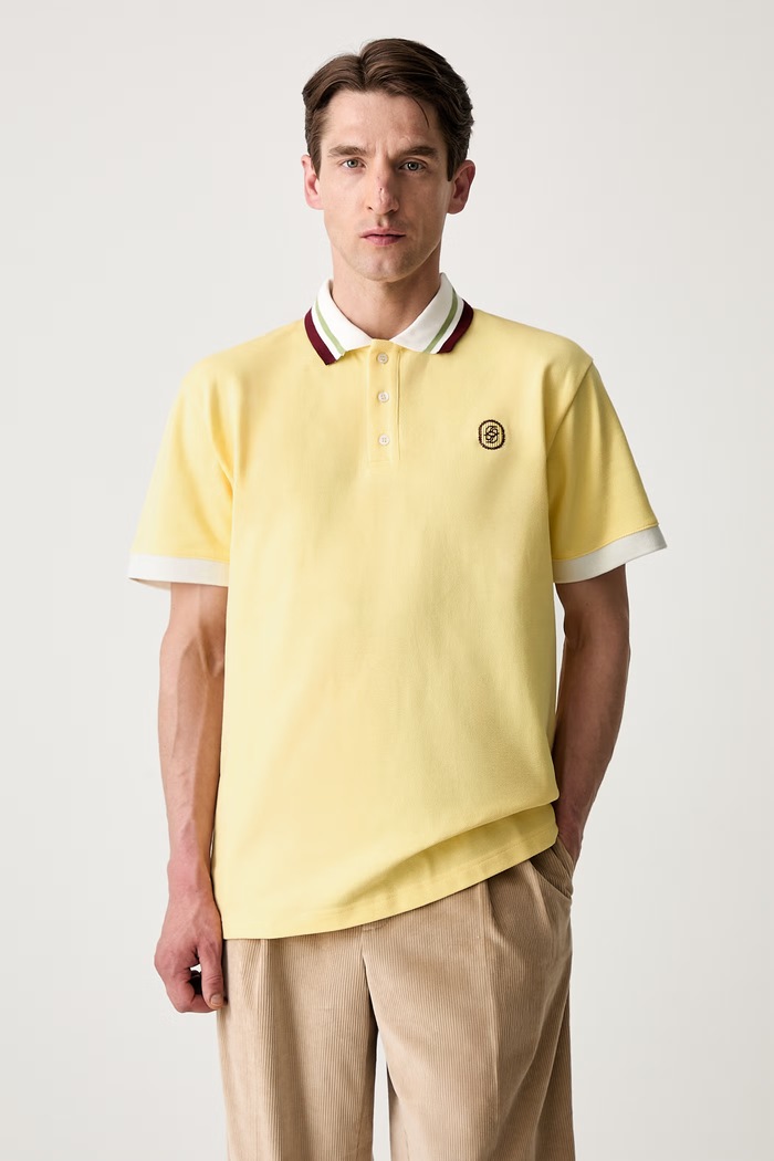 Drôle de Monsieur D Mirror polo bawełniane męskie żółty L.PL152.CO264