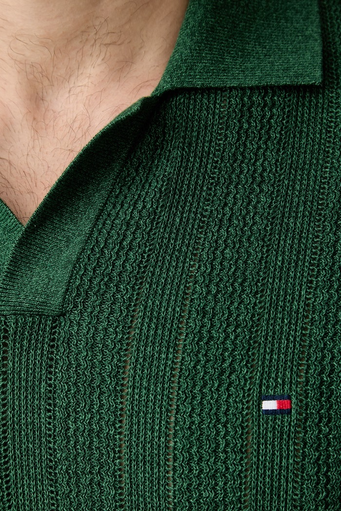Tommy Hilfiger úpletové polo tričko pánske s lyocellom MW0MW43247 zelená