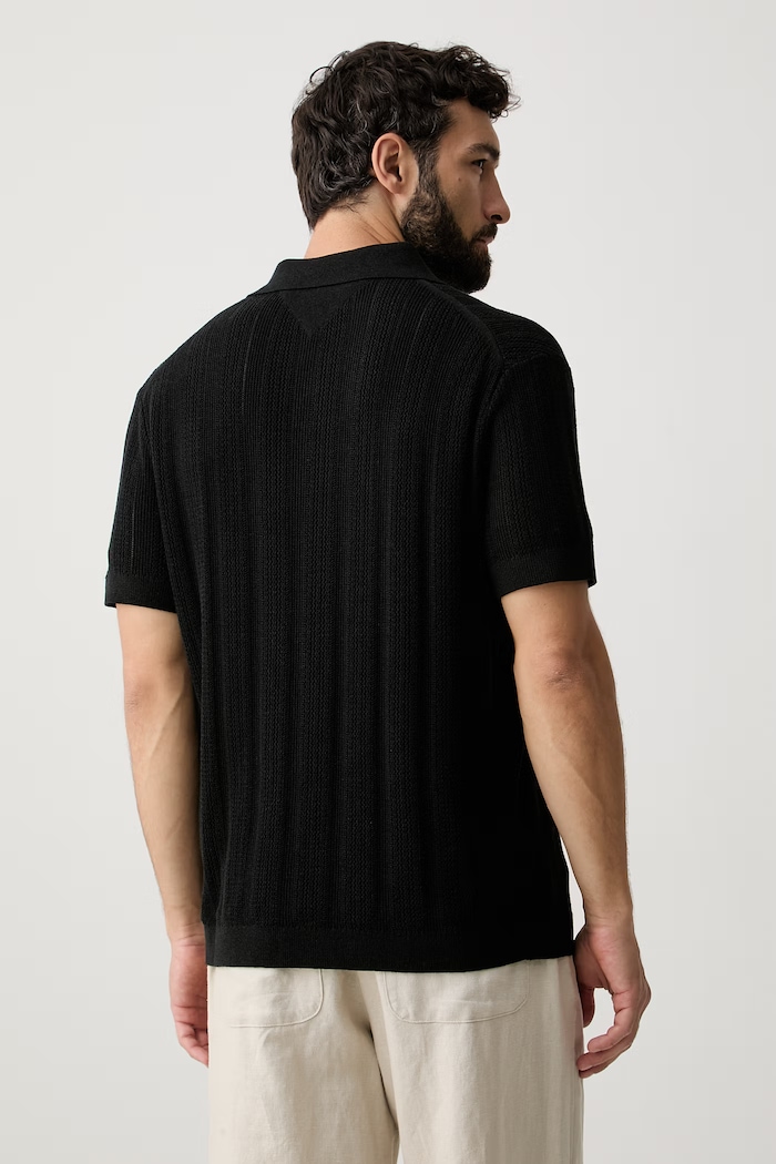 Oblečenie Tommy Hilfiger úpletové polo tričko pánske s lyocellom MW0MW43247 čierna