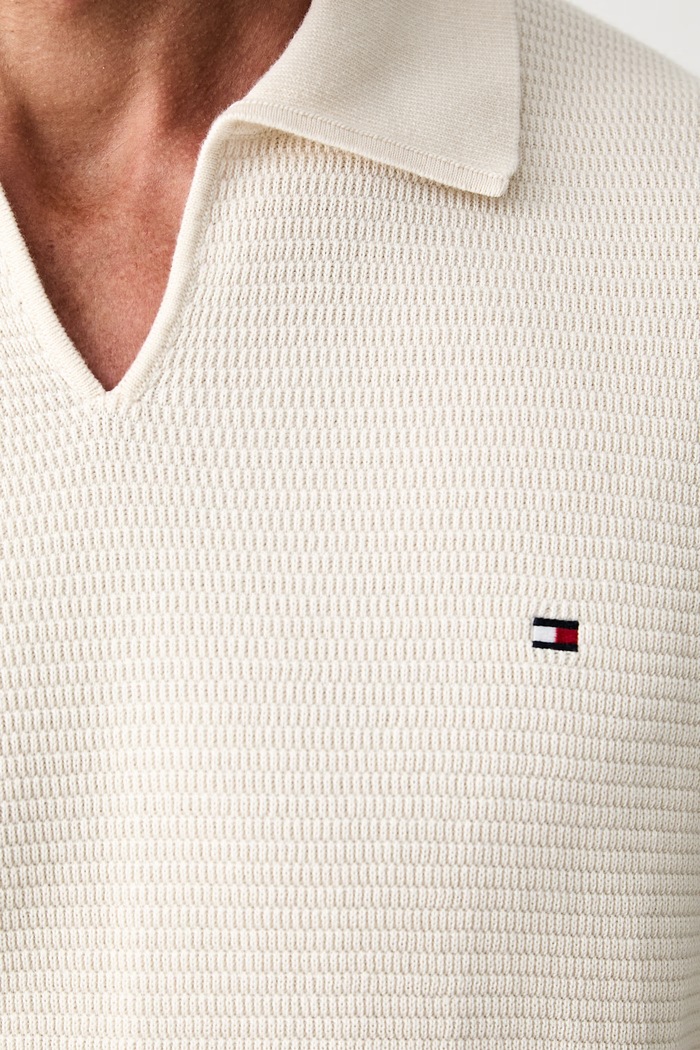 Tommy Hilfiger тениска с яка мъжка от памук MW0MW43243 бежов