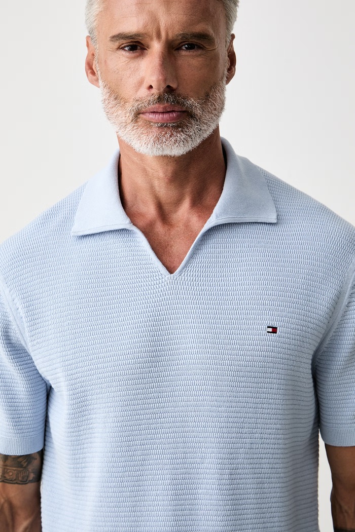 Tommy Hilfiger polo męskie bawełniane niebieski MW0MW43243