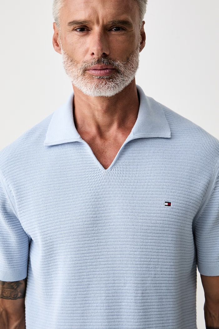 Tommy Hilfiger polo męskie bawełniane niebieski MW0MW43243
