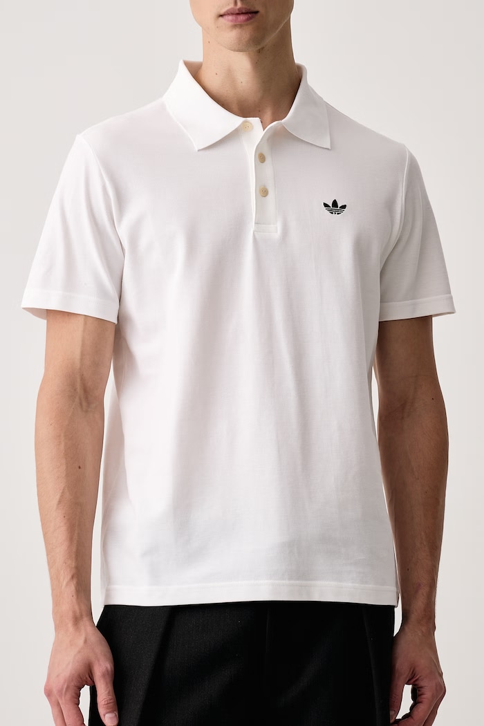 Polo da uomo in cotone Trefoil Essentials adidas Originals KS9800 bianco