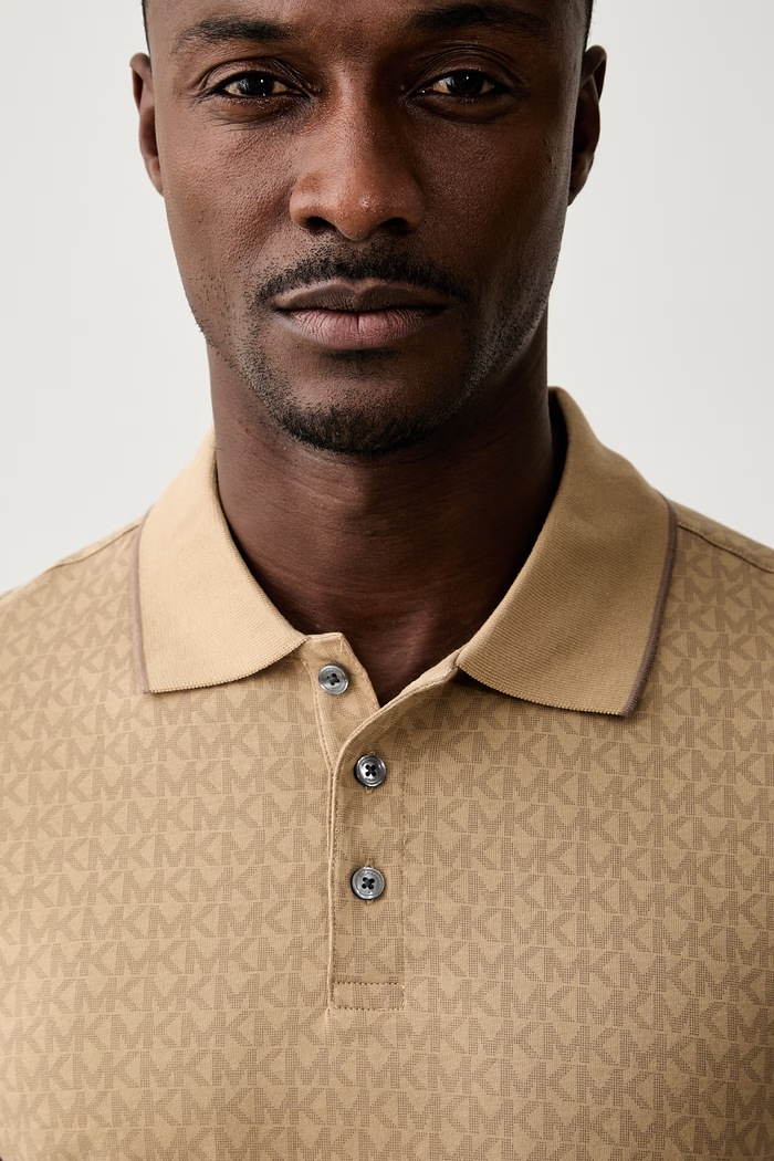 Michael Kors polo męskie z bawełną beżowy CS650V848T