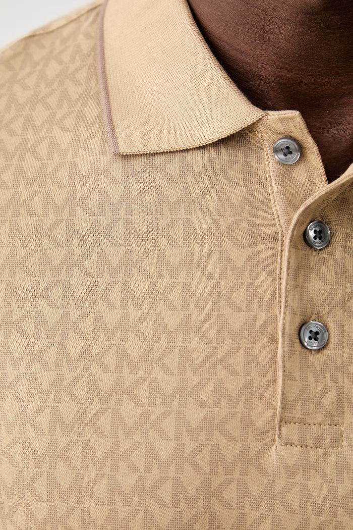 Michael Kors polo męskie z bawełną CS650V848T beżowy