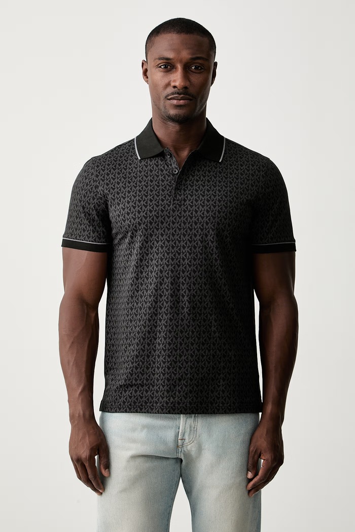 Michael Kors polo męskie z bawełną czarny CS650V848T