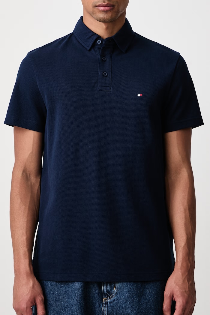 Polo majica moška bombažna Tommy Hilfiger MW0MW43265 mornarsko modra