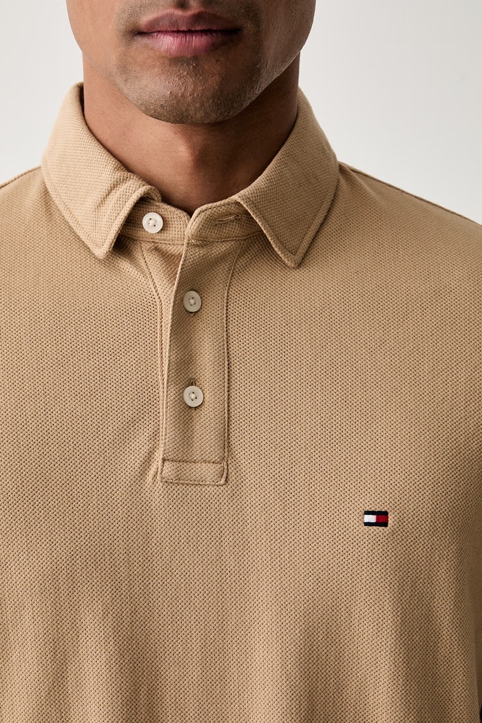 Tommy Hilfiger polo męskie bawełniane MW0MW43265 beżowy