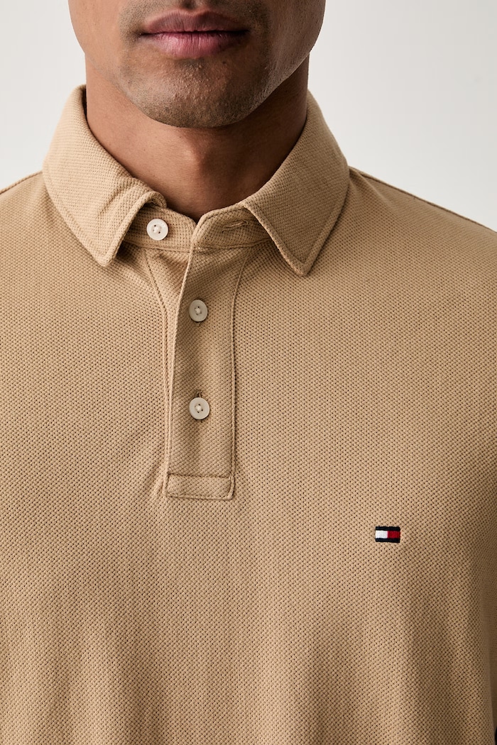 Tommy Hilfiger polo męskie bawełniane MW0MW43265 beżowy