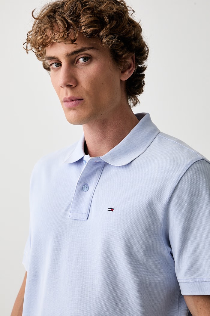 Tommy Jeans πόλο ανδρικό βαμβακερό μπλε DM0DM23243