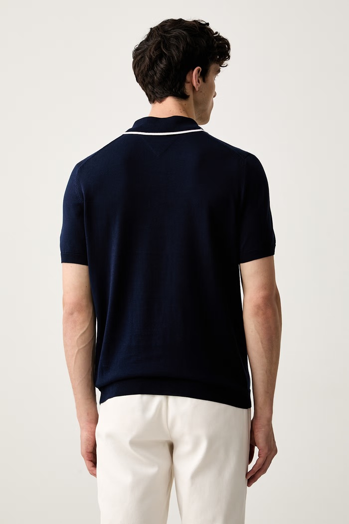 Odzież Tommy Hilfiger polo męskie bawełniane MW0MW43501 granatowy