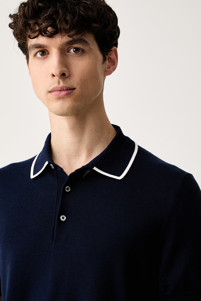 Tommy Hilfiger polo męskie bawełniane granatowy MW0MW43501