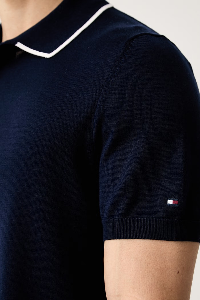 Tommy Hilfiger polo męskie bawełniane MW0MW43501 granatowy