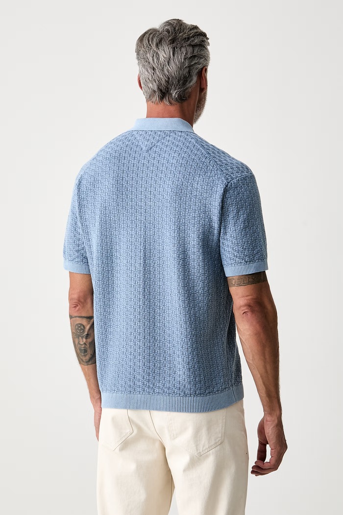 Odzież Tommy Hilfiger polo swetrowe męskie bawełniane MW0MW43246 niebieski