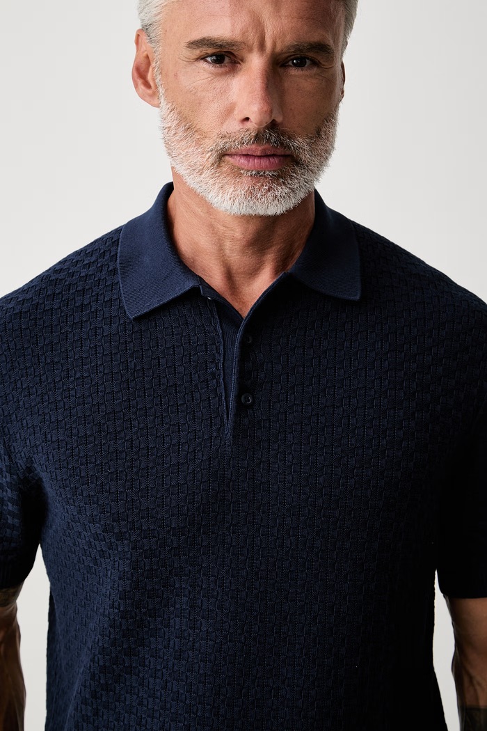 Tommy Hilfiger тениска тип пулове с яка мъжка от памук тъмносин MW0MW43246
