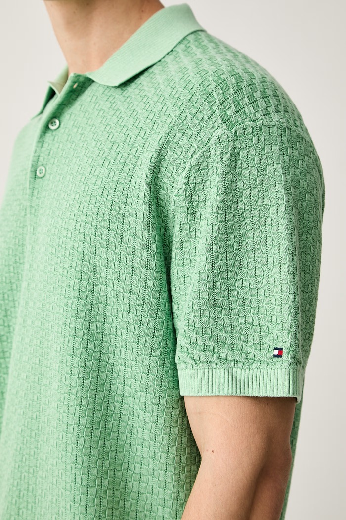 Tommy Hilfiger тениска тип пулове с яка мъжка от памук MW0MW43246 зелен