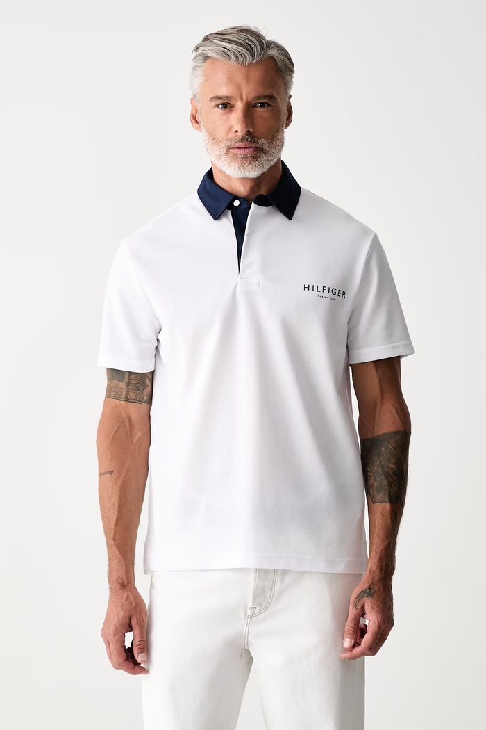 Tommy Hilfiger polo majica za muškarce s pamukom bijela MW0MW43284
