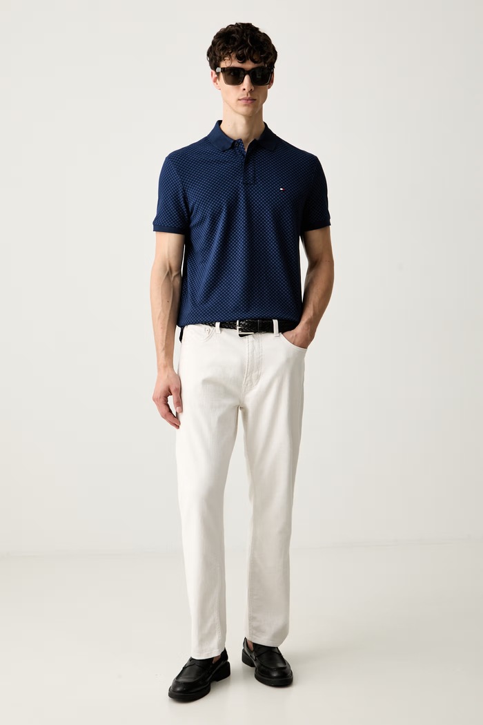 Tommy Hilfiger πόλο ανδρικό βαμβακερό MW0MW43280 σκούρο μπλε AW26