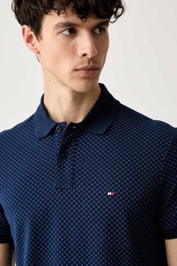 Tommy Hilfiger πόλο ανδρικό βαμβακερό σκούρο μπλε MW0MW43280